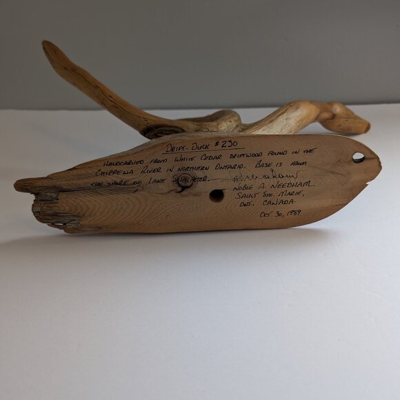 Driftwood Sculpture Real Wood Duck Finished By Noble A Needham 1989 Hand carved - Picture 6 of 11